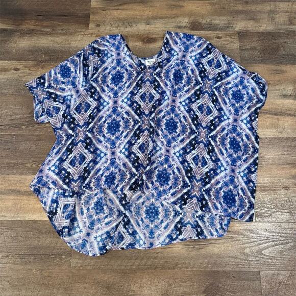 Show Me Your MuMu Tunic Top Purple Blue Geometric Sheer Hippie Boho Size S - Picture 1 of 6